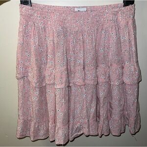 Princess Polly Susanna Pink/White Floral Ruffle Tier Mini Skirt Sz 4 Preppy EUC